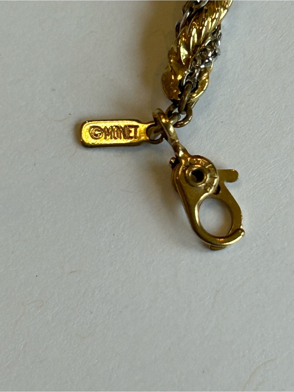 Vintage Monet Twisted Rope two-tone metal chain.  16” L x 4mm.  claw clasp. - Picture 5 of 5